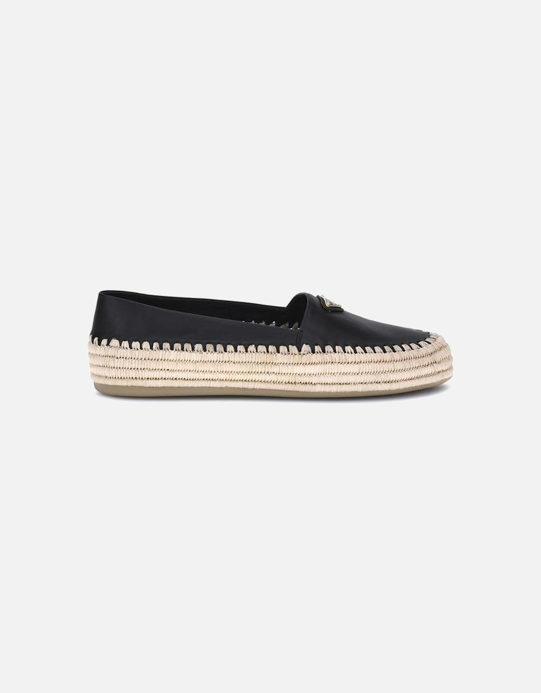 Re-Nylon Espadrilles with Raffia Flatform Sole Women - Black Flat, 5 of 4
