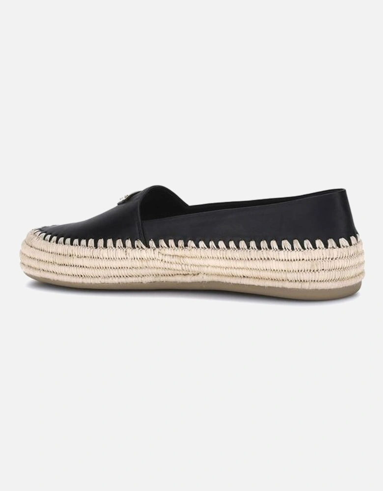 Re-Nylon Espadrilles with Raffia Flatform Sole Women - Black Flat