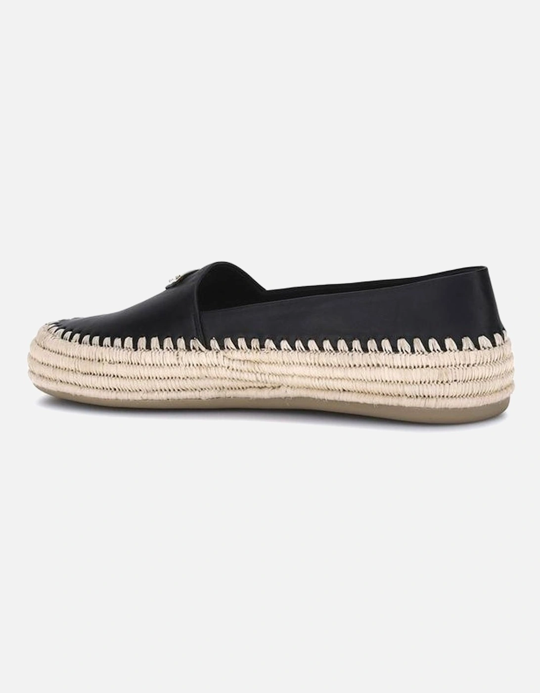 Re-Nylon Espadrilles with Raffia Flatform Sole Women - Black Flat