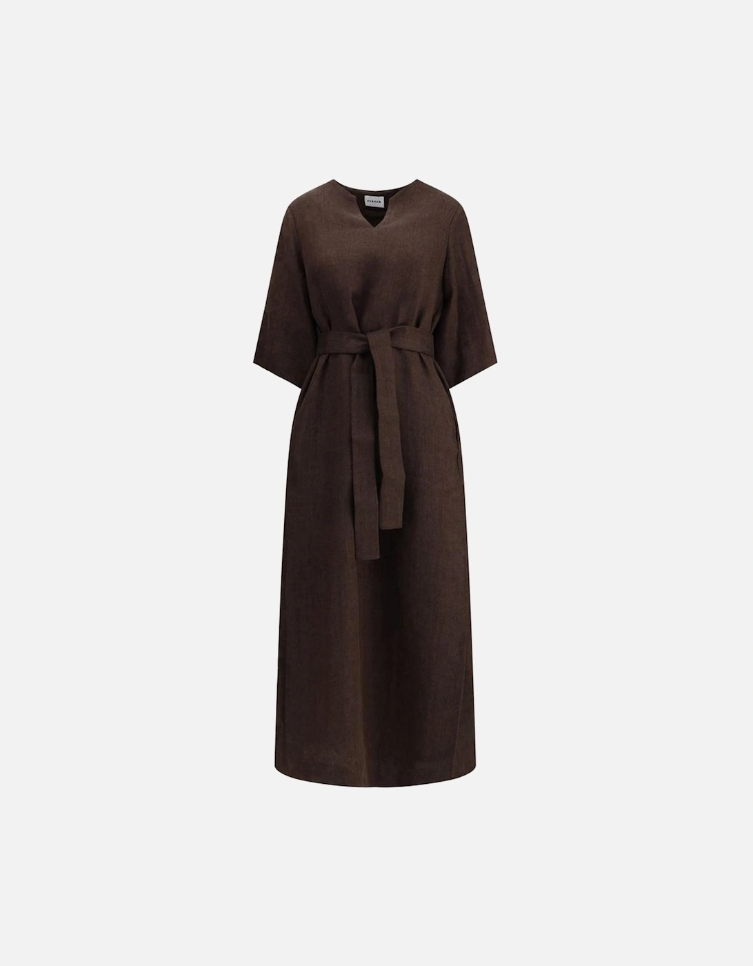 Betulla Long Dress with V-Neck and Side Slits Women - Brown Dresses, 4 of 3