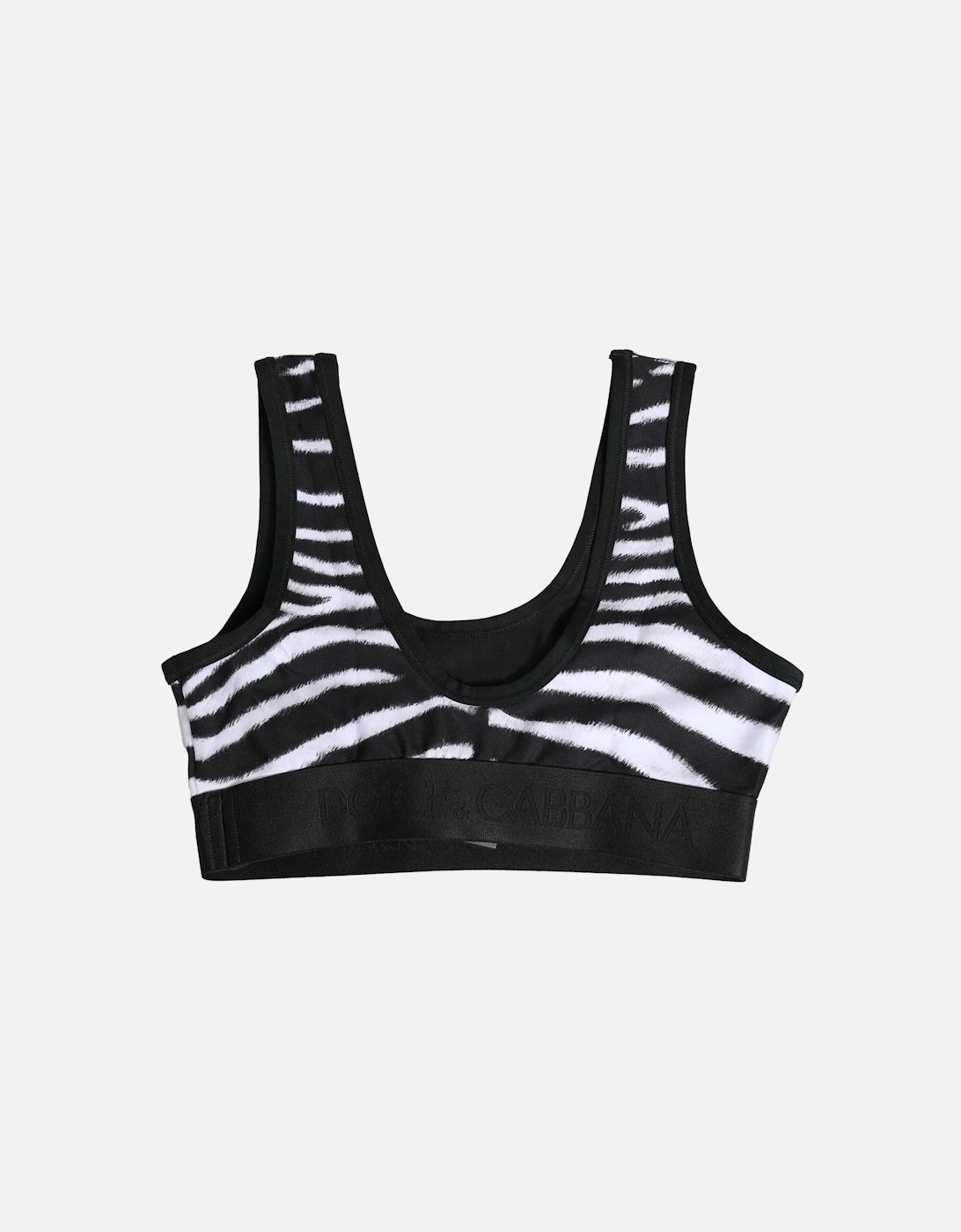 Zebra Print Sports Bra with Logo Detailing Women - Black And White