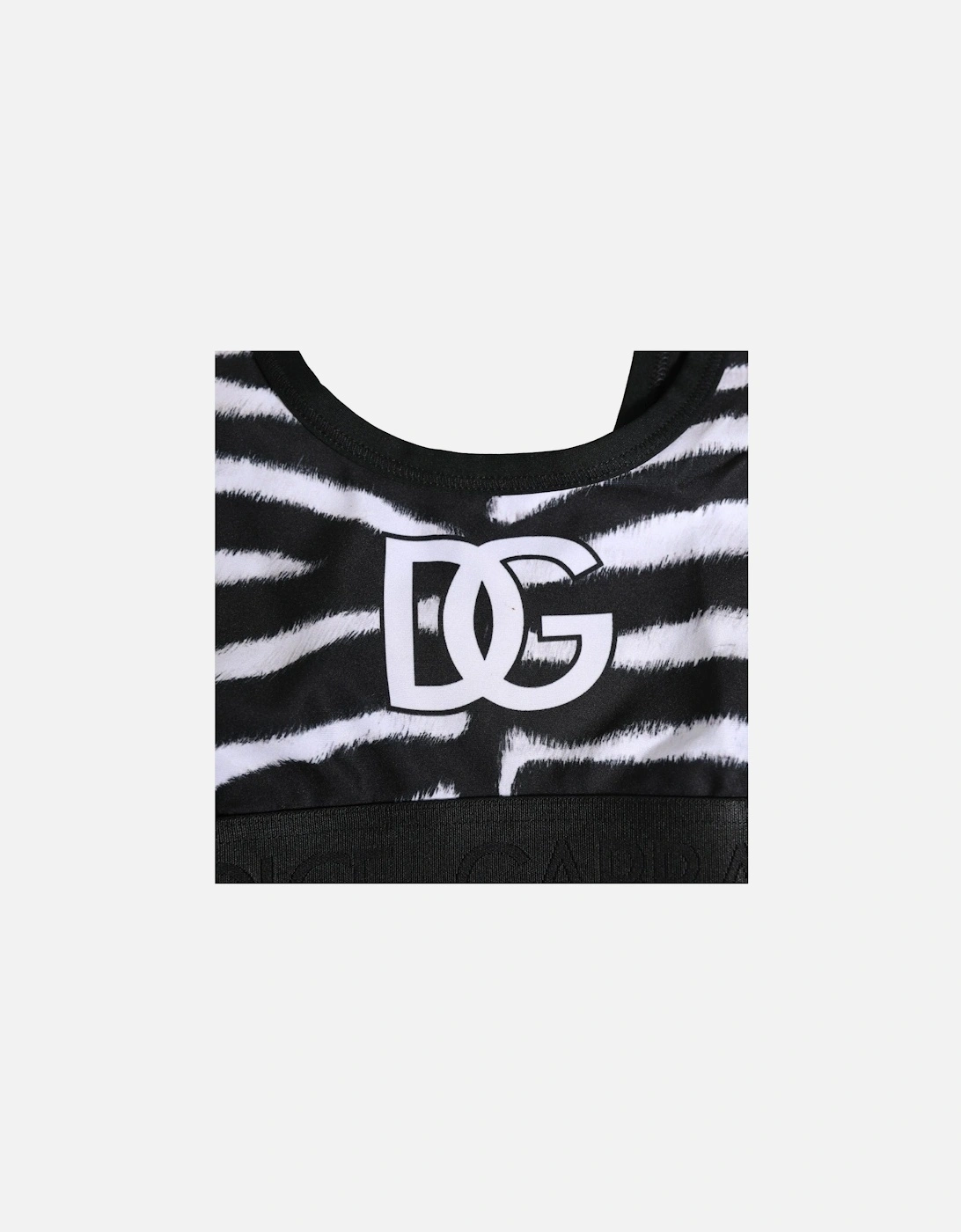 Zebra Print Sports Bra with Logo Detailing Women - Black And White