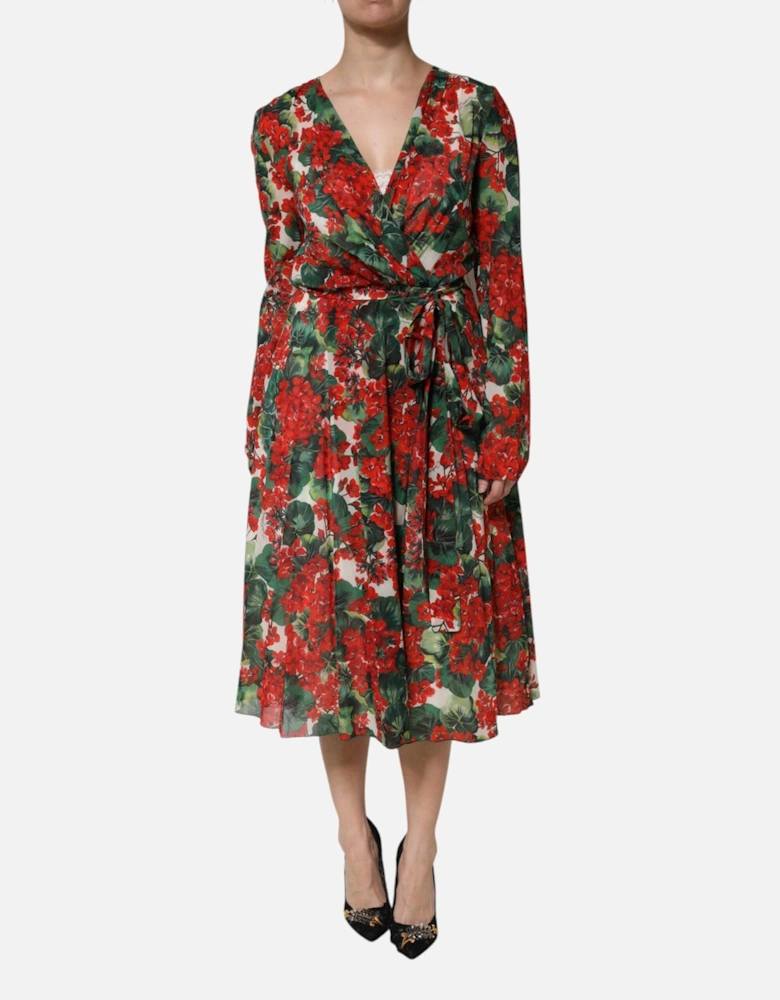A-Line Midi Dress with Long Sleeves Women - Multicolor Dresses