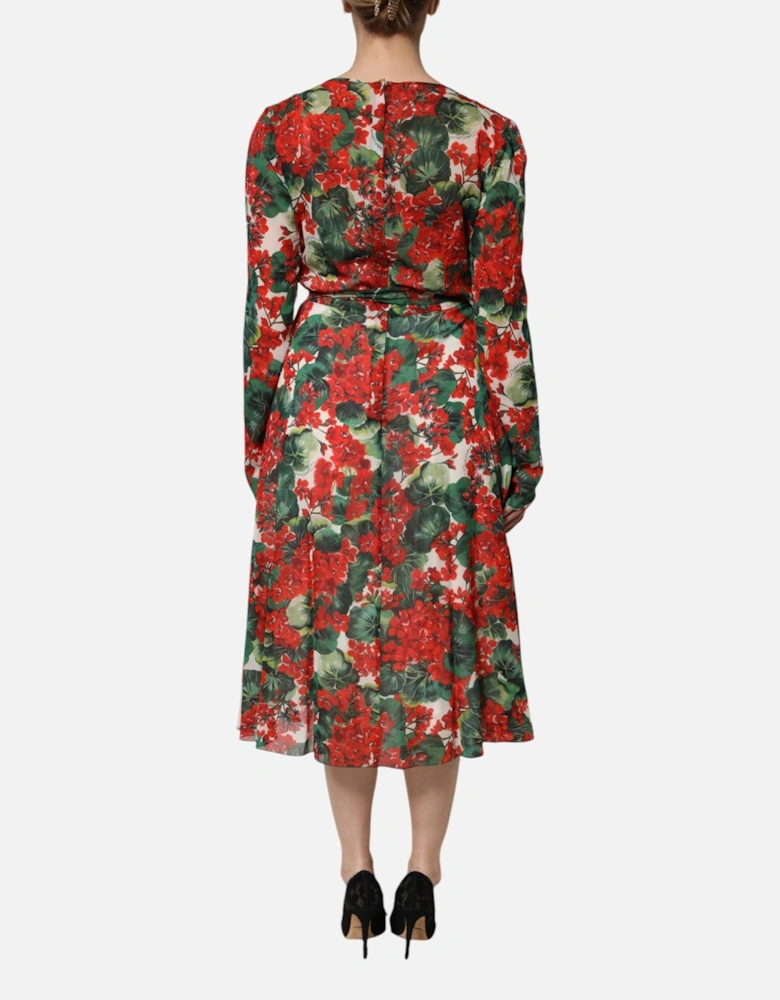 A-Line Midi Dress with Long Sleeves Women - Multicolor Dresses