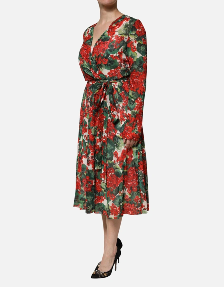 A-Line Midi Dress with Long Sleeves Women - Multicolor Dresses