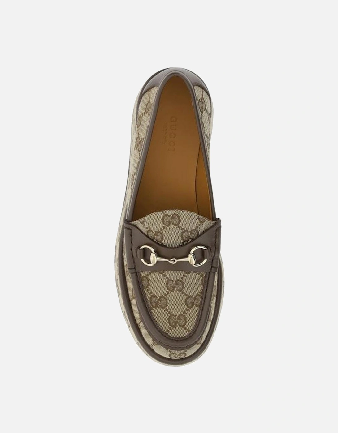 Horsebit GG Logo Leather Loafers Women - Brown Flat Shoes