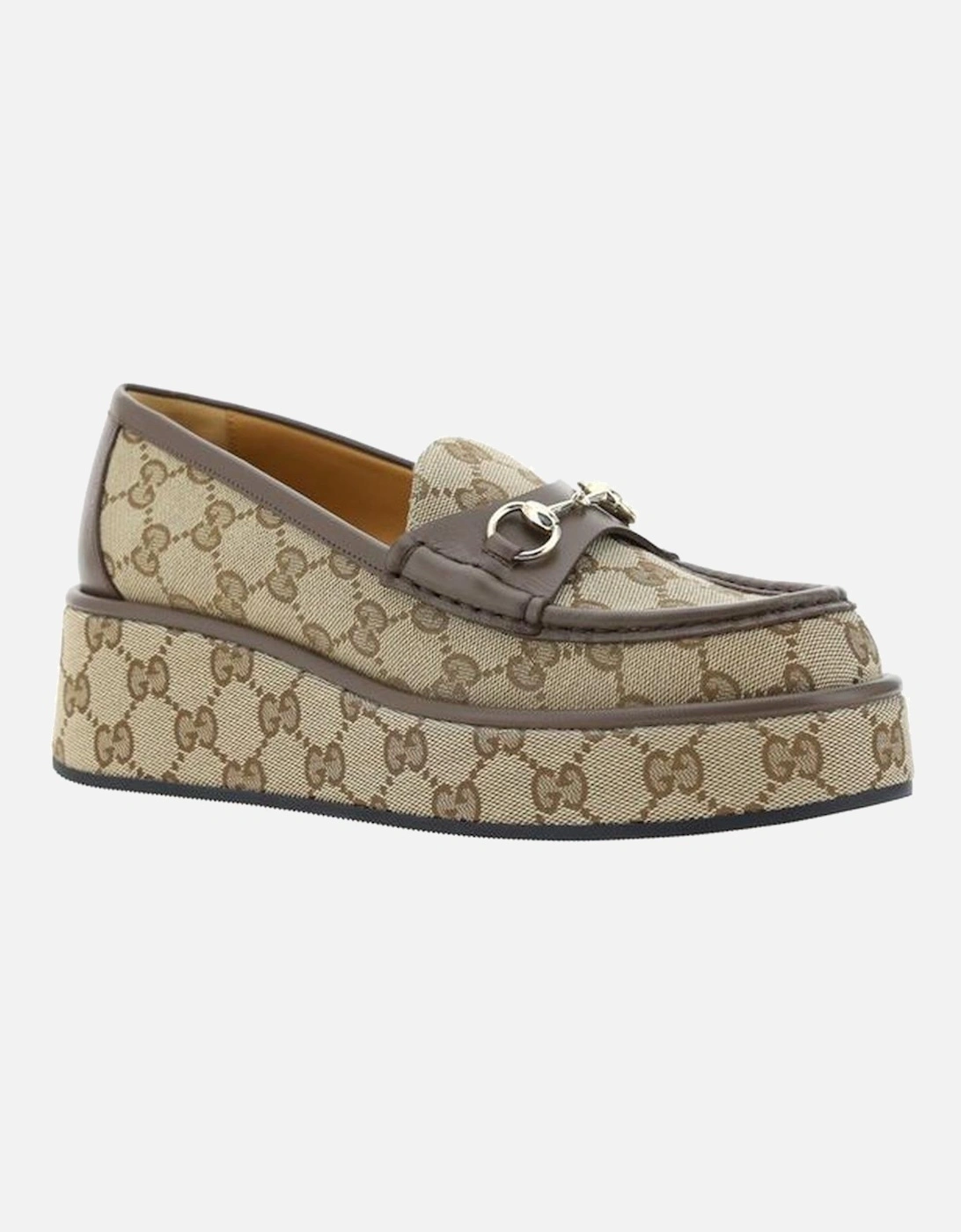 Horsebit GG Logo Leather Loafers Women - Brown Flat Shoes