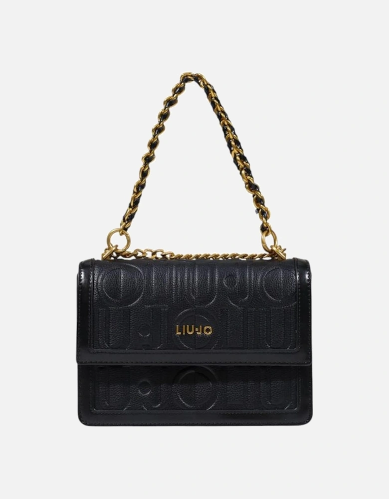 Eco-Leather Crossbody Bag with Chain Strap Women - Black Handbags