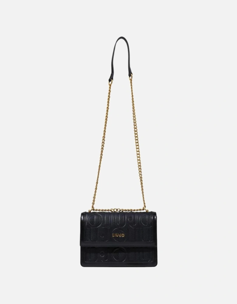 Eco-Leather Crossbody Bag with Chain Strap Women - Black Handbags
