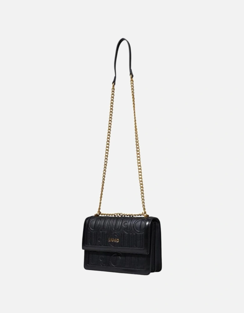 Eco-Leather Crossbody Bag with Chain Strap Women - Black Handbags