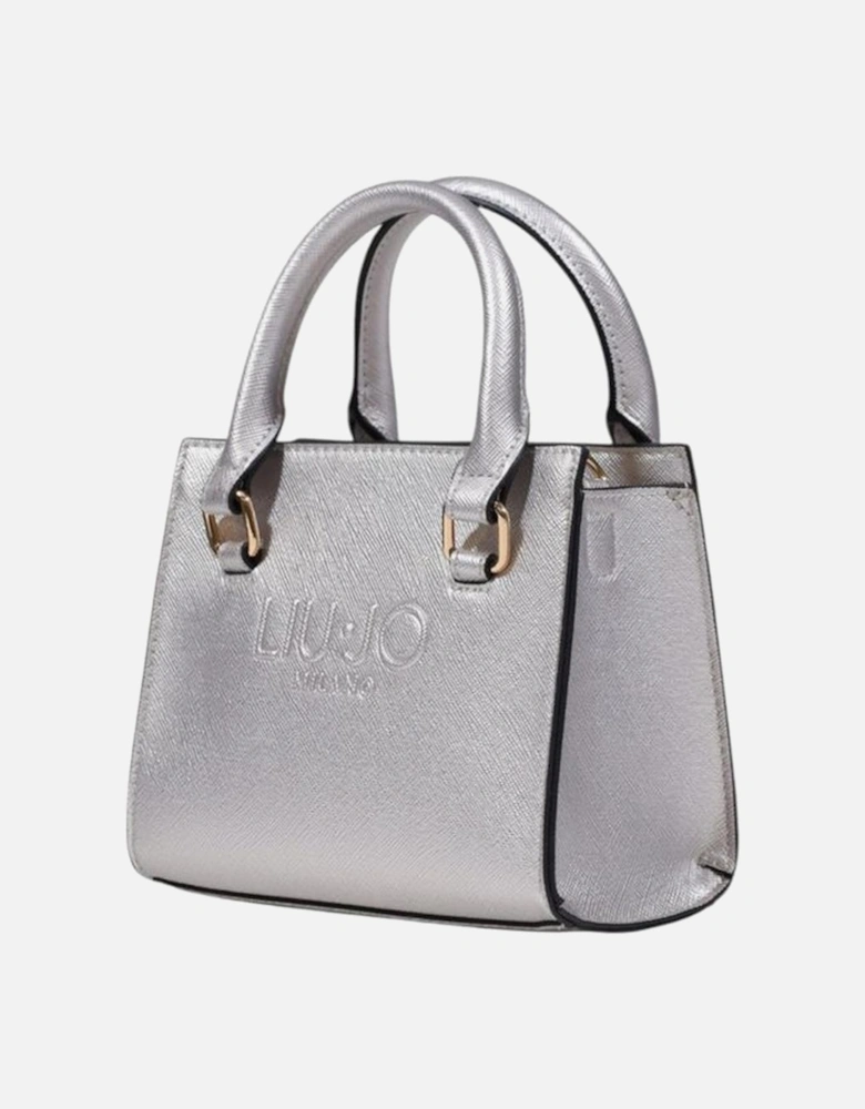 Elegant XS Tote Handbag with Adjustable Strap Women - Silver