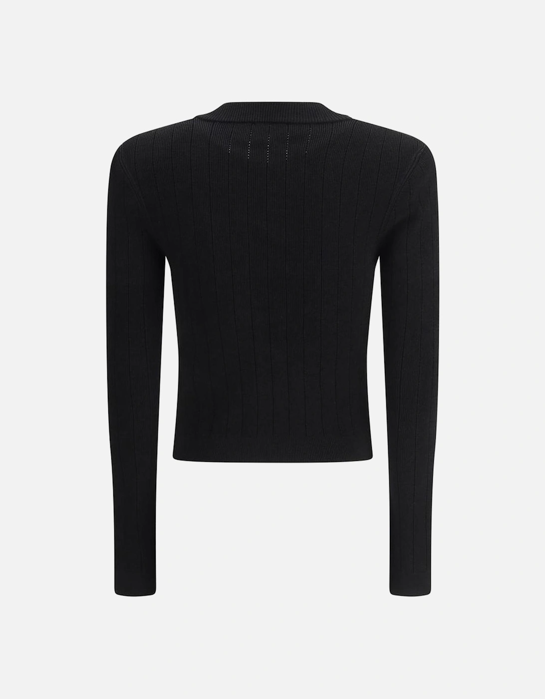 Cropped V-Neck Cardigan with Embossed Buttons Women - Black Sweaters