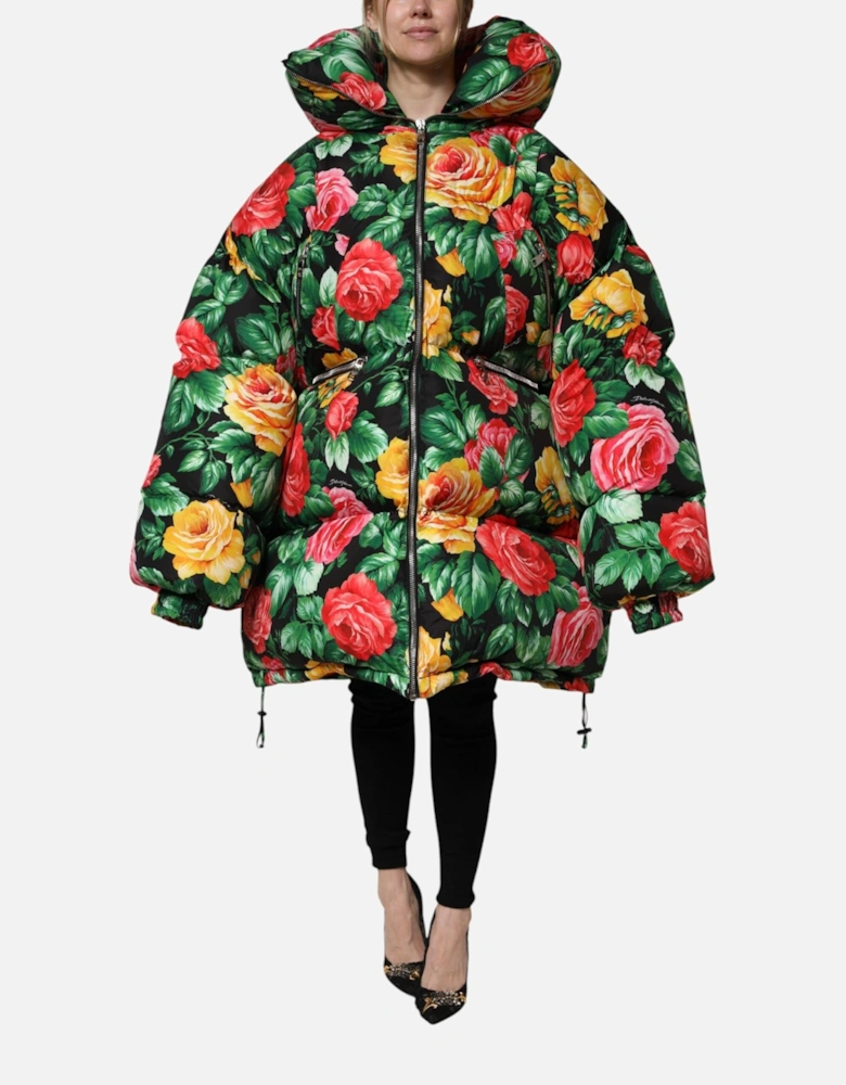 Hooded Puffer Jacket with Zipper Closure Women - Multicolor Jackets