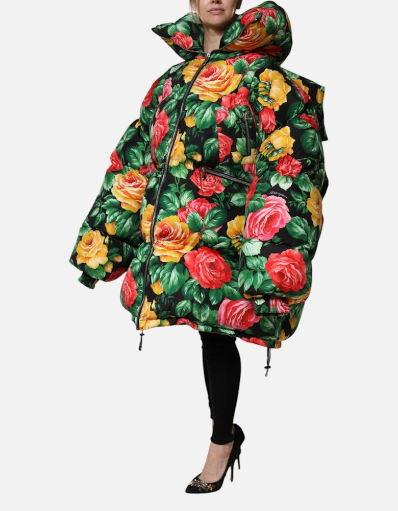 Hooded Puffer Jacket with Zipper Closure Women - Multicolor Jackets