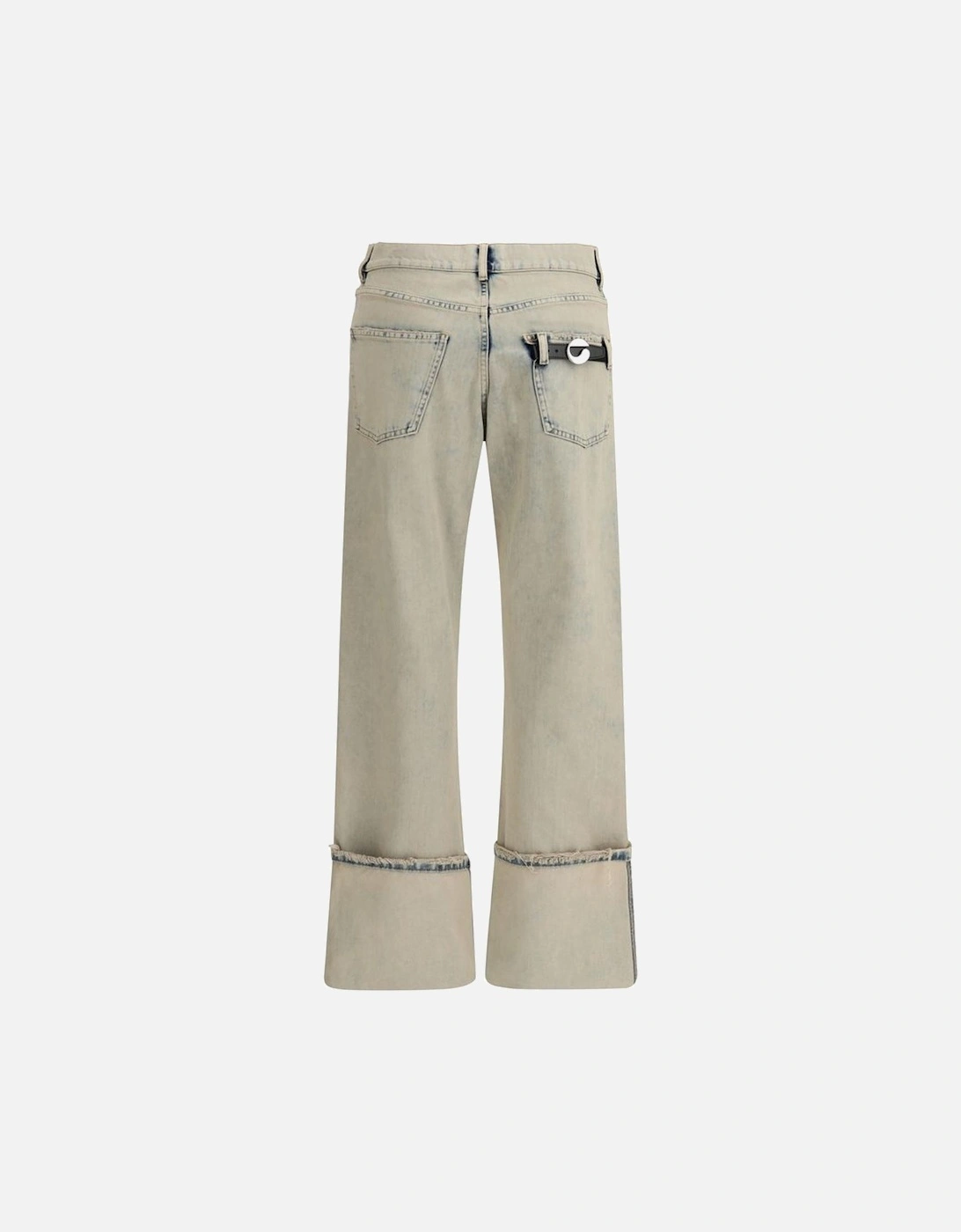 Cuffed Boyfriend Jeans with Leather Logo Buckle Women - Gray Jeans