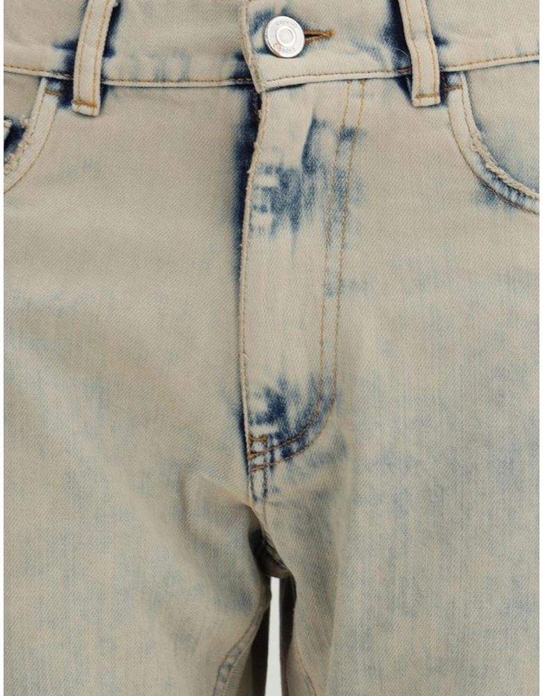 Cuffed Boyfriend Jeans with Leather Logo Buckle Women - Gray Jeans