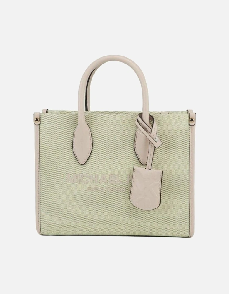 Canvas Shopper Crossbody Bag with Leather Trim Women - Powder Blush