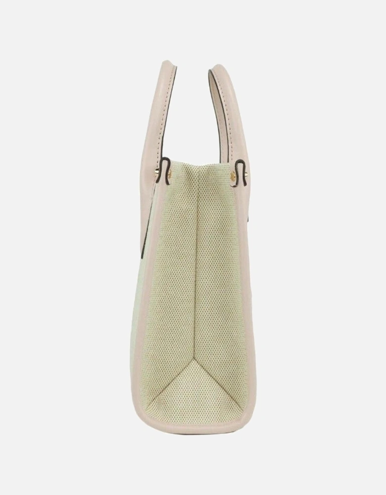 Canvas Shopper Crossbody Bag with Leather Trim Women - Powder Blush