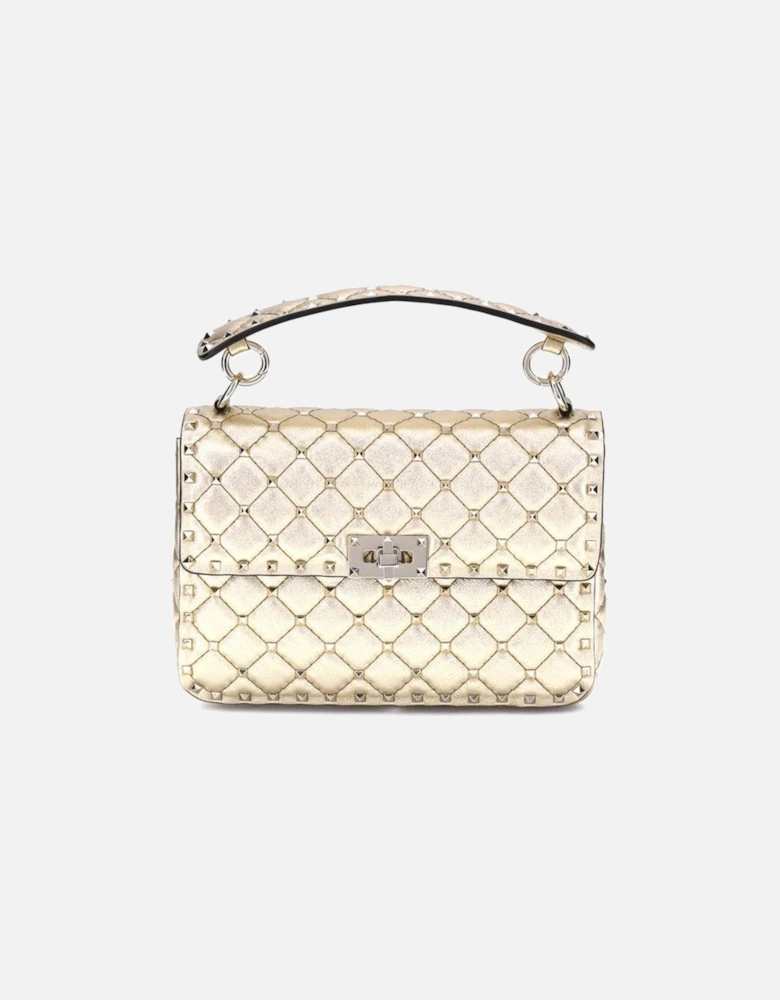 Rockstud Spike Quilted Shoulder Bag with Studs Women - Gold