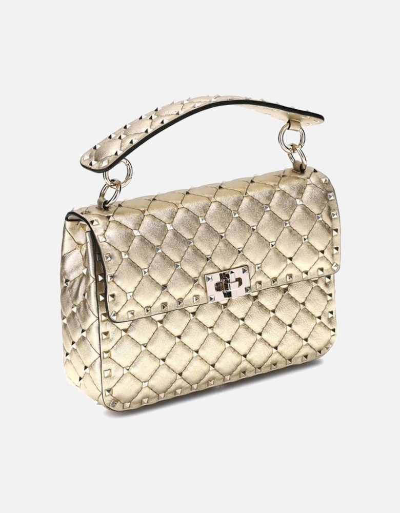 Rockstud Spike Quilted Shoulder Bag with Studs Women - Gold
