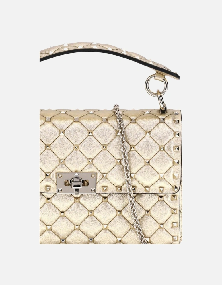 Rockstud Spike Quilted Shoulder Bag with Studs Women - Gold