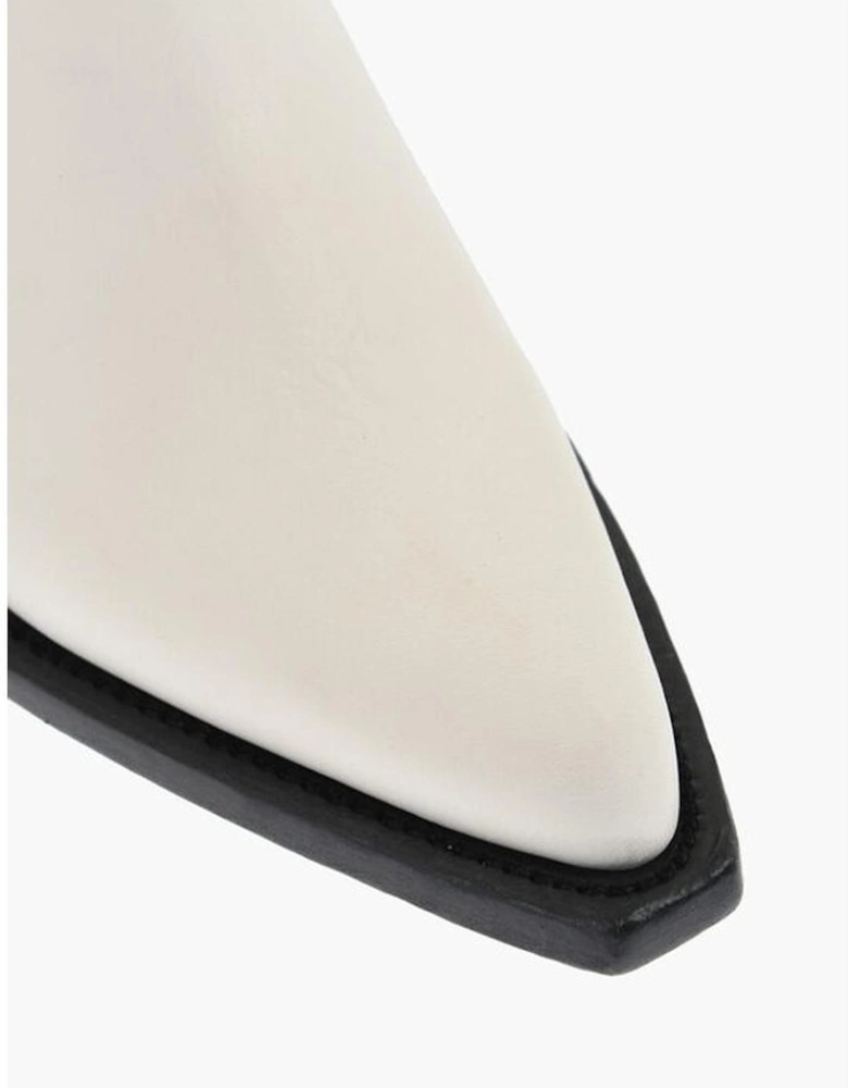 Leather Sole Narrow Toe Boots Women - White