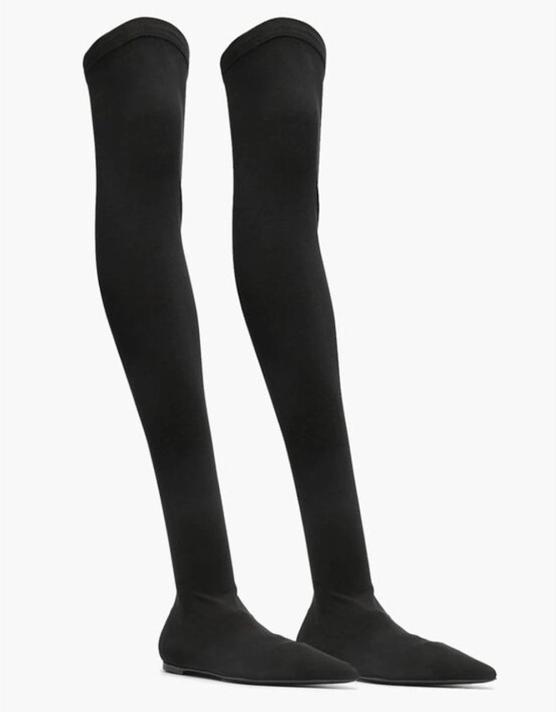 Festive Narrow Toeline Goatskin Shoes Women - Black Boots