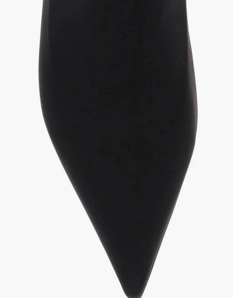Festive Narrow Toeline Goatskin Shoes Women - Black Boots