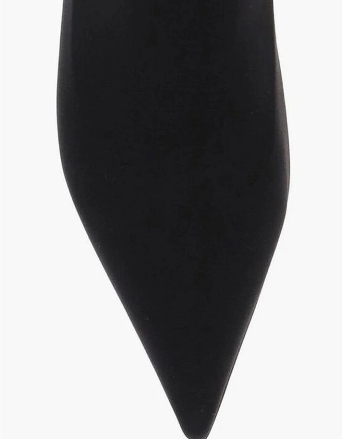 Festive Narrow Toeline Goatskin Shoes Women - Black Boots