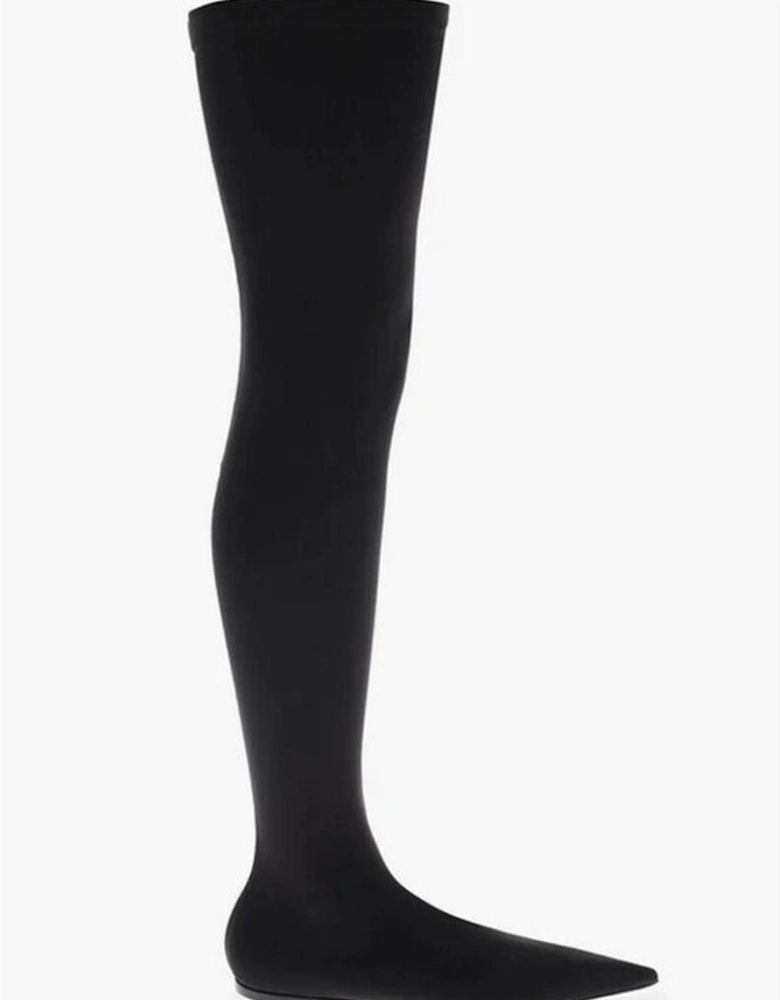 Festive Narrow Toeline Goatskin Shoes Women - Black Boots