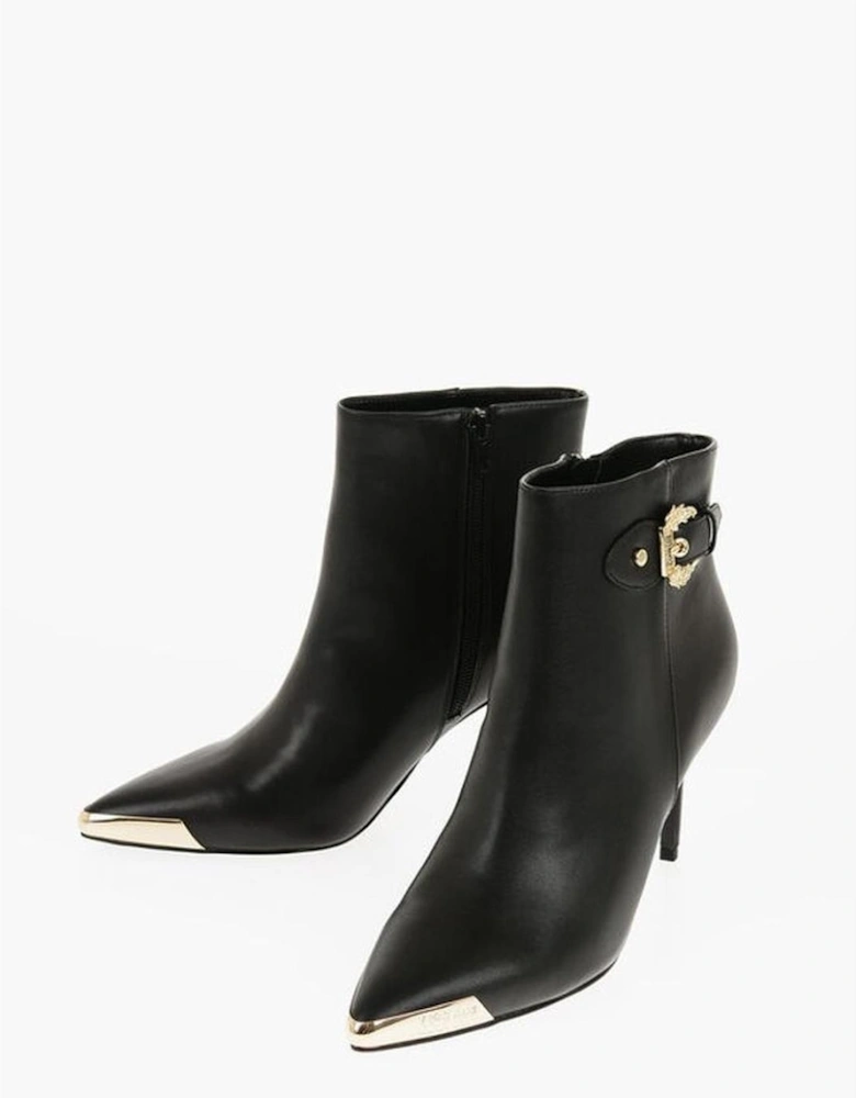 Logo Zip Buckle Stiletto Heel Boots Women - Black