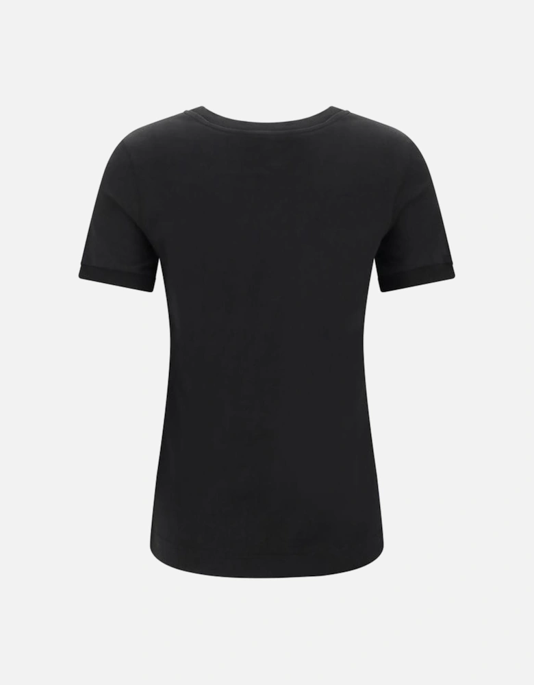 Cotton T-Shirt with Monogram Jewel Plaque Women - Black