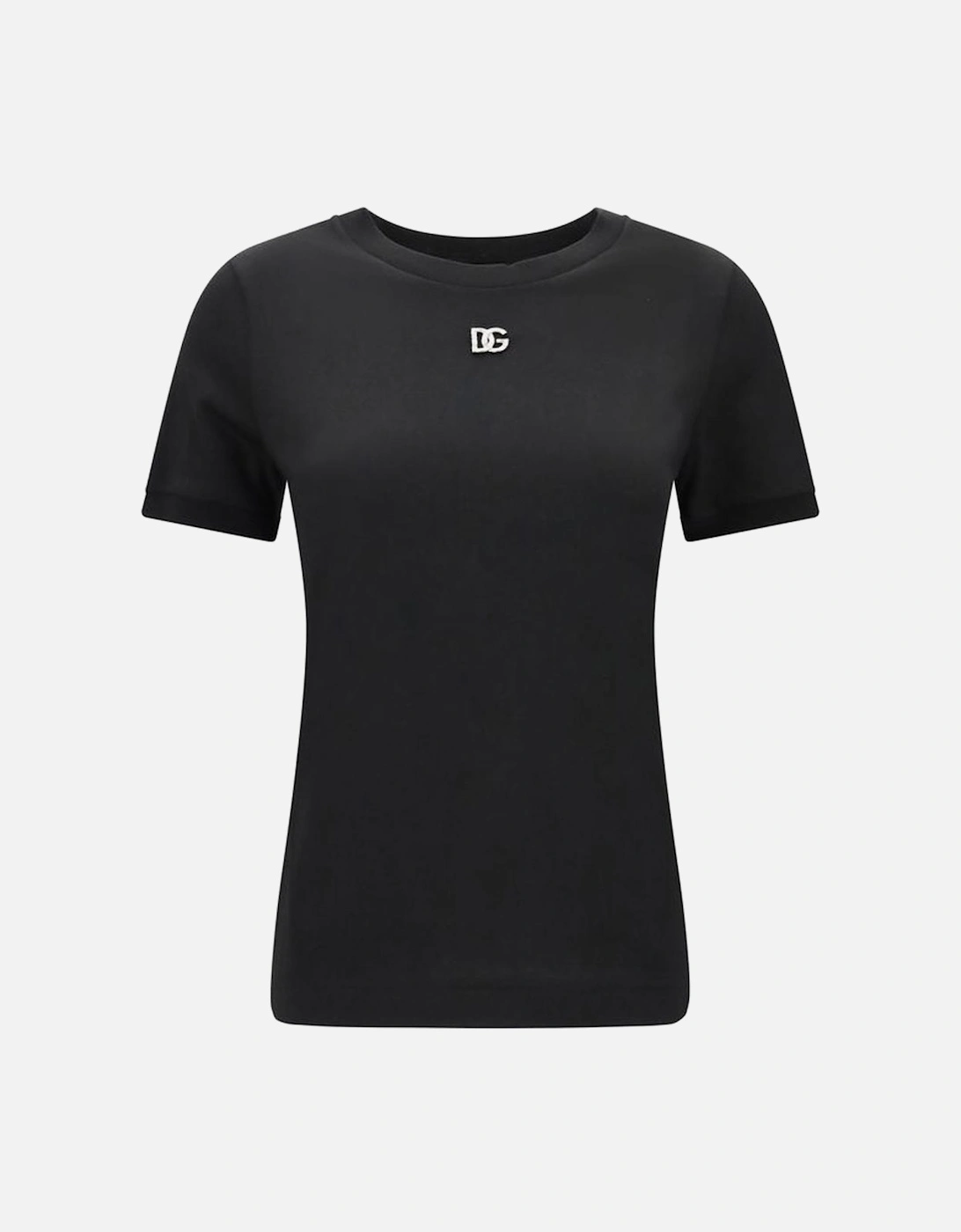 Cotton T-Shirt with Monogram Jewel Plaque Women - Black, 4 of 3