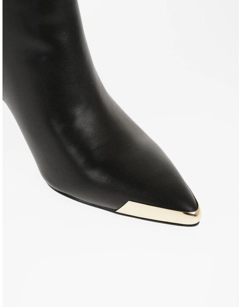 Logo Zip Buckle Stiletto Heel Boots Women - Black