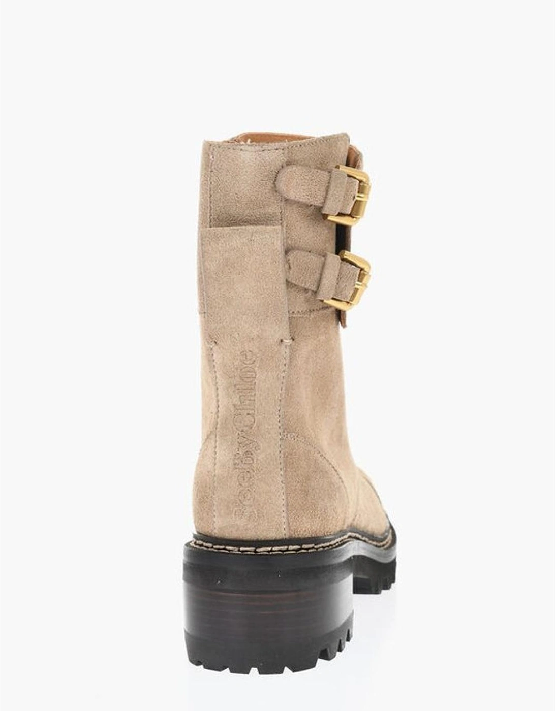Calf High Lace-Up Rubber Sole Boots Women - Beige