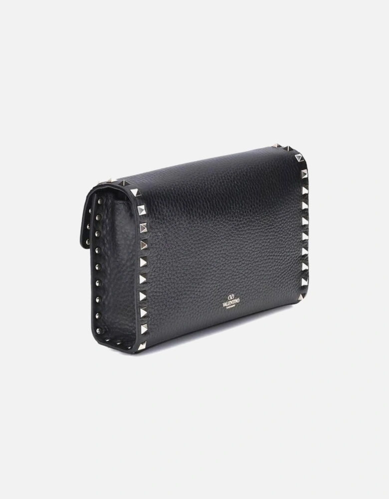 Rockstud Front Flap Shoulder Bag with Studded Profiles Women - Black