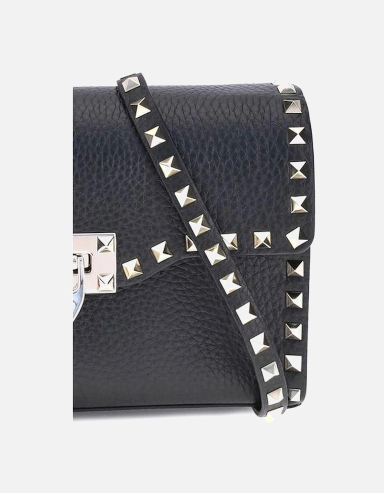 Rockstud Front Flap Shoulder Bag with Studded Profiles Women - Black
