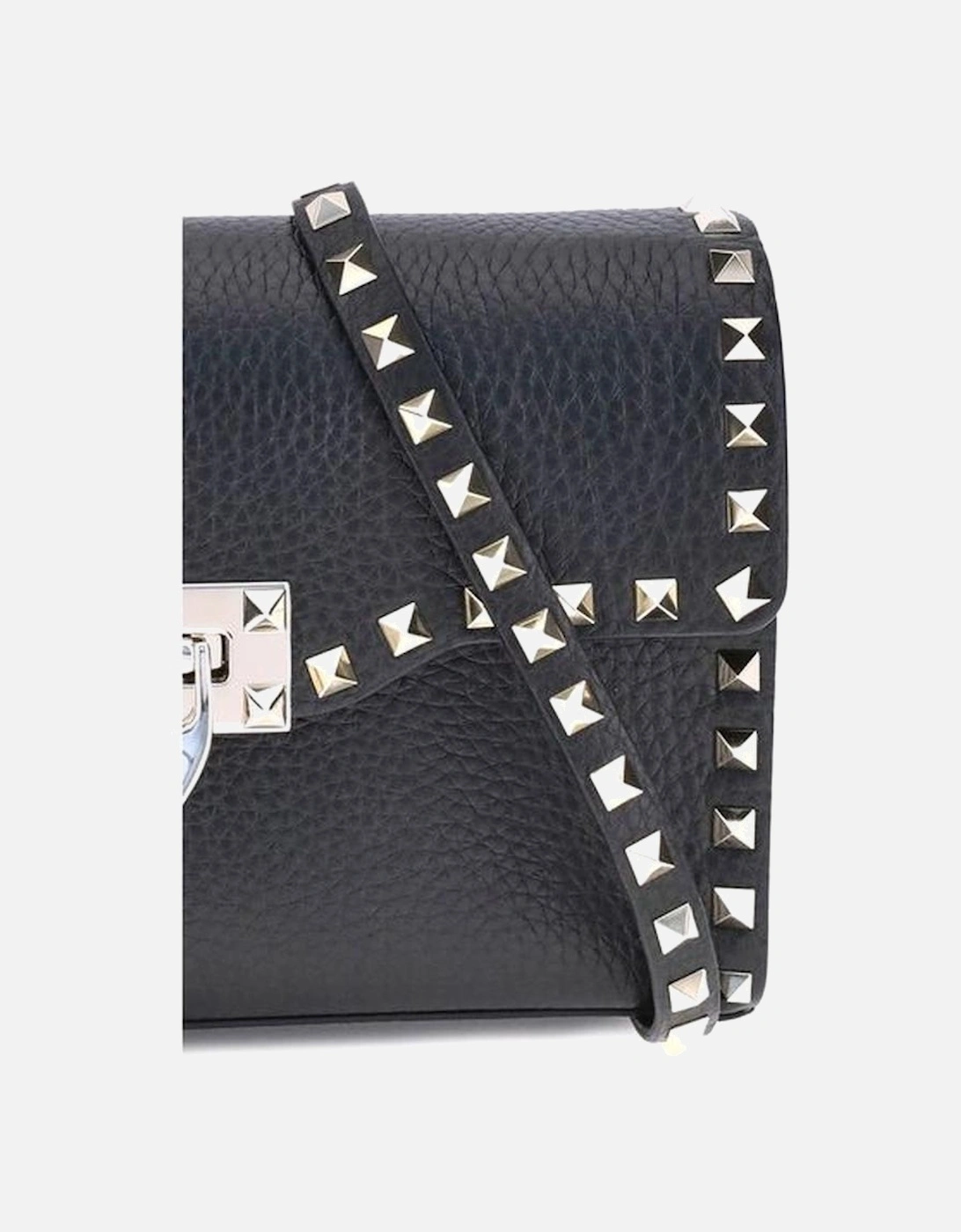 Rockstud Front Flap Shoulder Bag with Studded Profiles Women - Black
