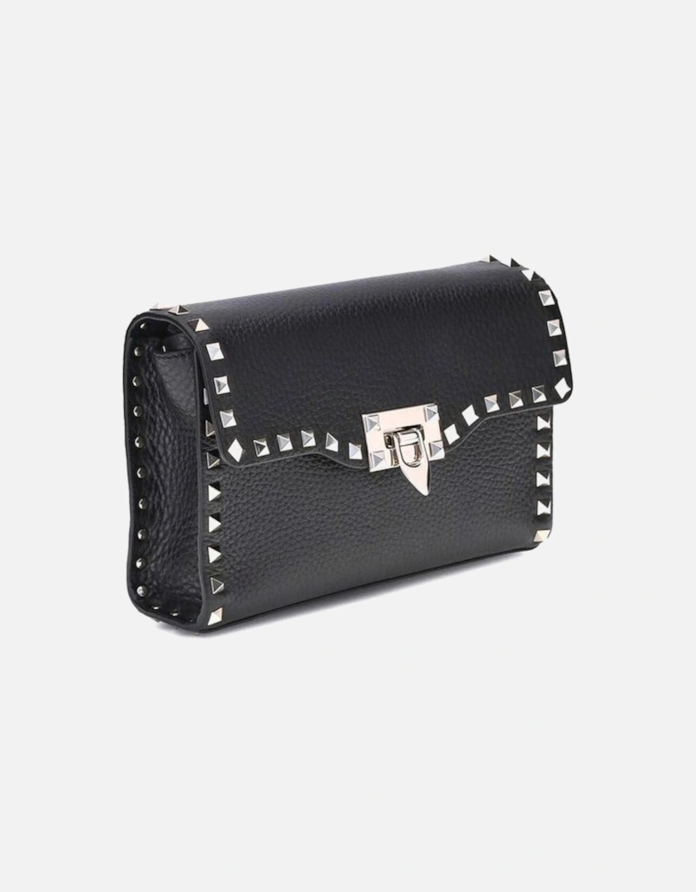Rockstud Front Flap Shoulder Bag with Studded Profiles Women - Black