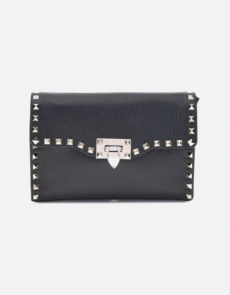 Rockstud Front Flap Shoulder Bag with Studded Profiles Women - Black
