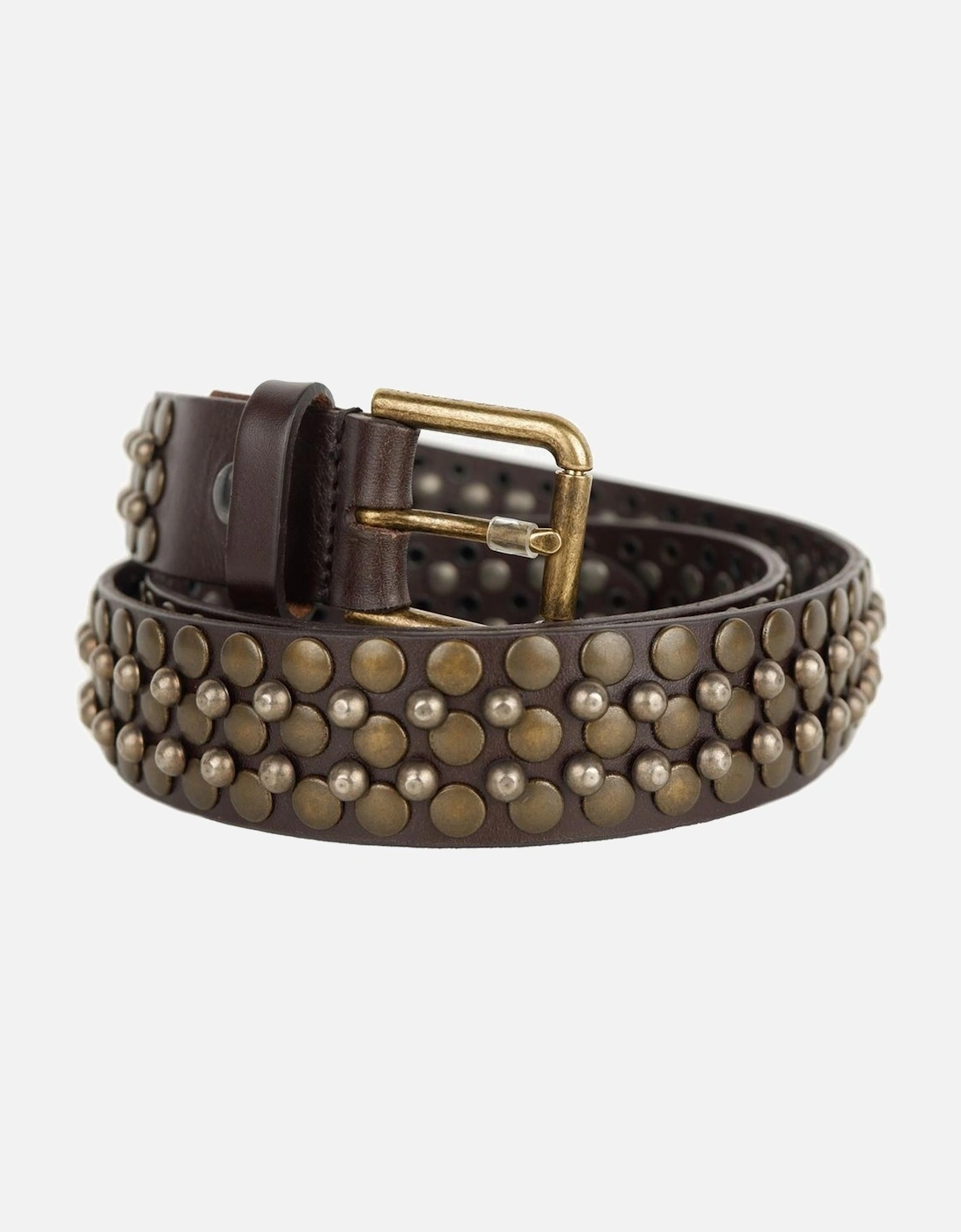 Calfskin Belt with Metal Studs Women - Brown, 3 of 2