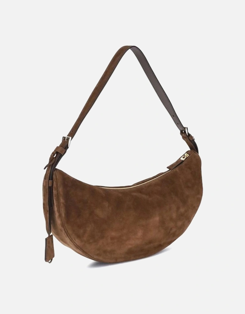 Demi-Lune Shoulder Bag with Suede Strap Women - Brown