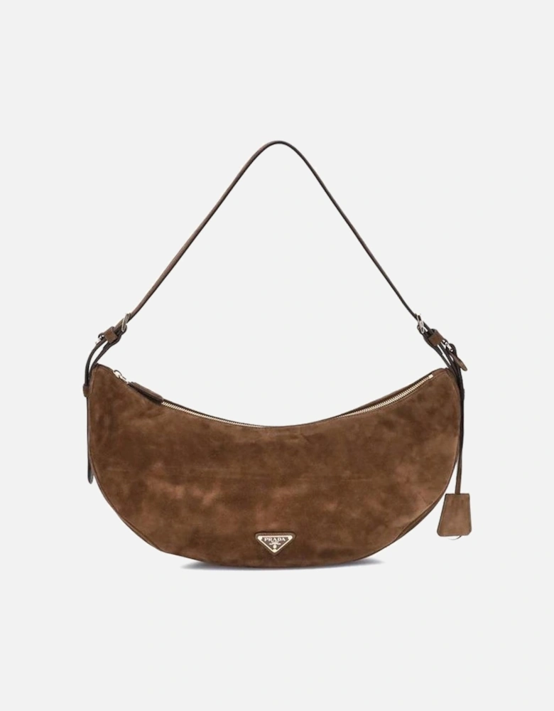 Demi-Lune Shoulder Bag with Suede Strap Women - Brown