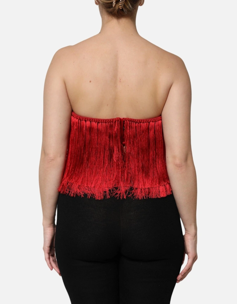 Fringe Tube Top with Zipper Closure Women - Red T-Shirts
