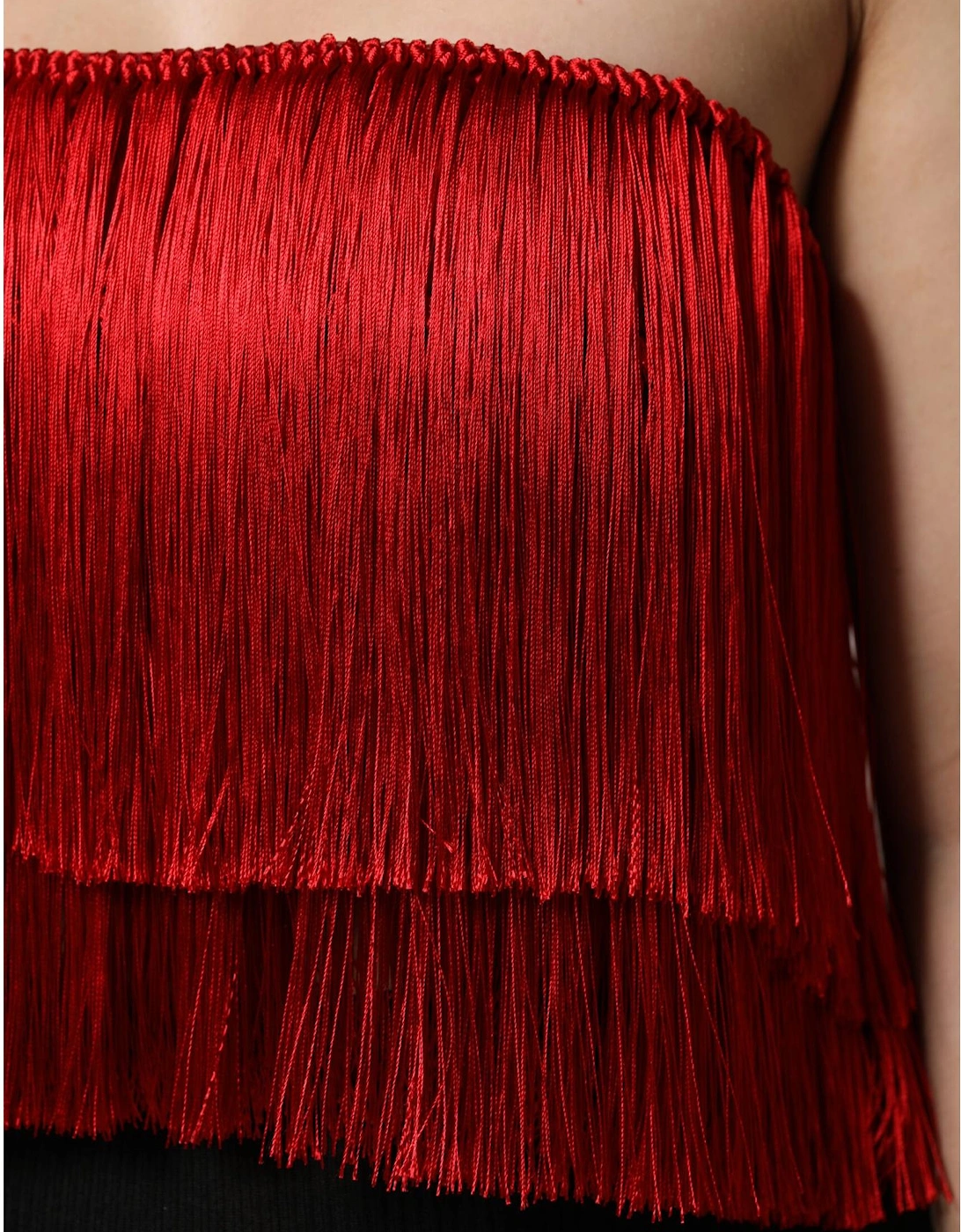 Fringe Tube Top with Zipper Closure Women - Red T-Shirts