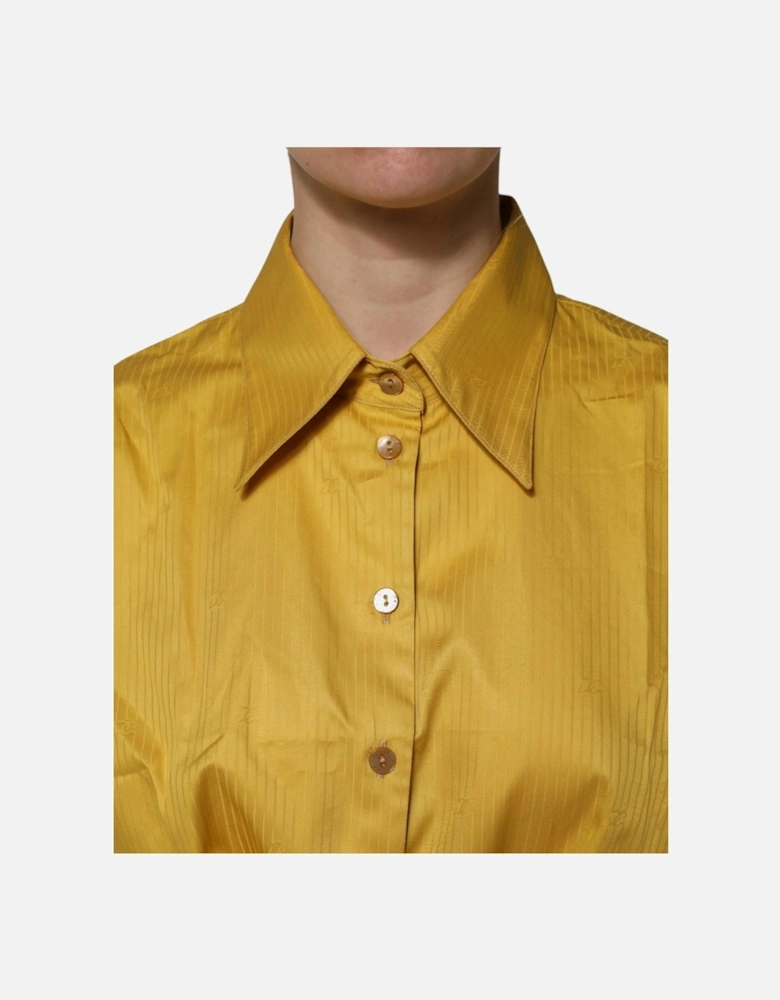 Short Sleeve Collared Cotton Blouse Women - Yellow T-Shirts
