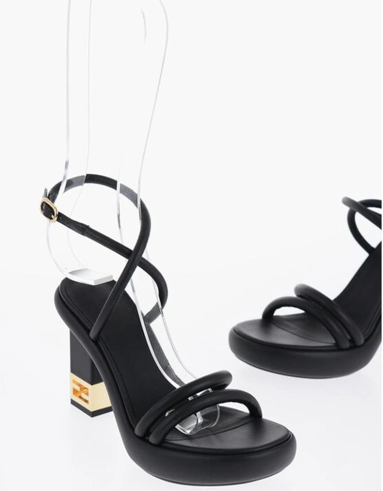 Peep Toe Leather Heeled Sandals Women - Black