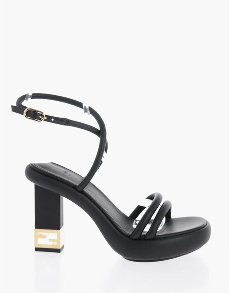 Peep Toe Leather Heeled Sandals Women - Black