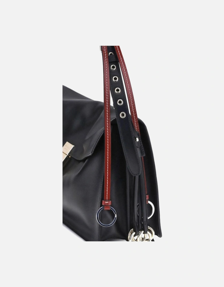 Large Soft Sound Leather Shoulder Bag Women - Black