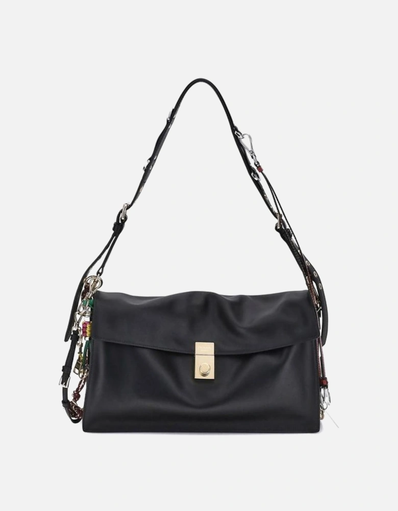 Large Soft Sound Leather Shoulder Bag Women - Black